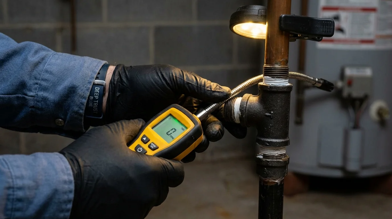 Gas leak detection with electronic sniffer by Johns Plumbing LLC in Lawrenceburg